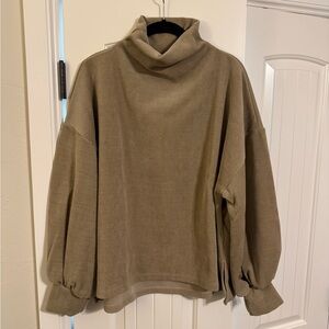 Elegant Taupe Cowl Neck Sweater